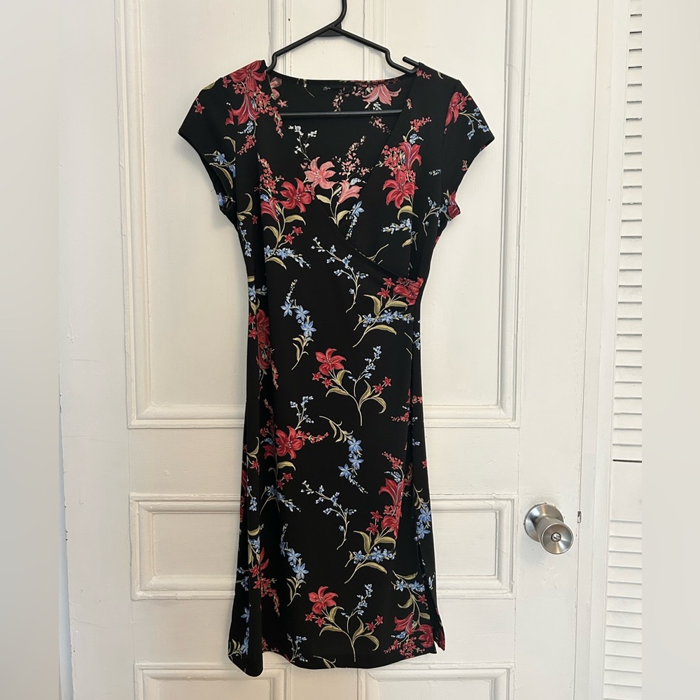Vintage Floral Black Dress